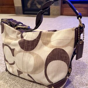 Fun canvas + leather Coach purse